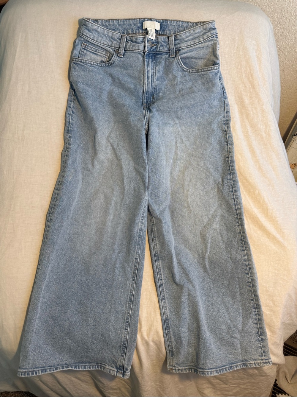 H&M Light Blue High-Rise Wide Leg Jeans